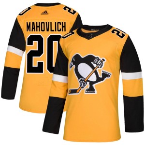 Peter Mahovlich Men's Adidas Pittsburgh Penguins Authentic Gold Alternate Jersey