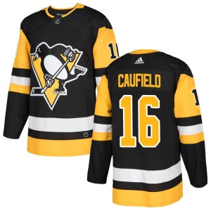 Jay Caufield Men's Adidas Pittsburgh Penguins Authentic Black Home Jersey