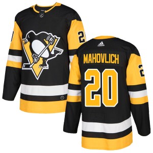 Peter Mahovlich Men's Adidas Pittsburgh Penguins Authentic Black Home Jersey