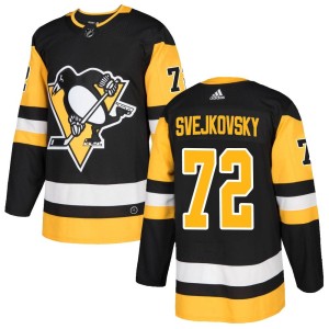 Lukas Svejkovsky Men's Adidas Pittsburgh Penguins Authentic Black Home Jersey