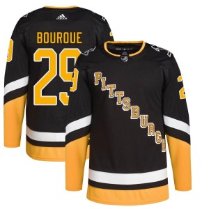 Phil Bourque Men's Adidas Pittsburgh Penguins Authentic Black 2021/22 Alternate Primegreen Pro Player Jersey