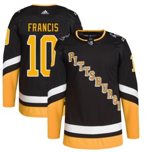 Ron Francis Men's Adidas Pittsburgh Penguins Authentic Black 2021/22 Alternate Primegreen Pro Player Jersey