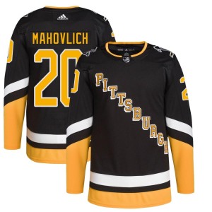 Peter Mahovlich Men's Adidas Pittsburgh Penguins Authentic Black 2021/22 Alternate Primegreen Pro Player Jersey