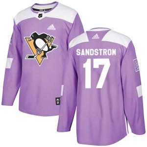Tomas Sandstrom Youth Adidas Pittsburgh Penguins Authentic Purple Fights Cancer Practice Jersey