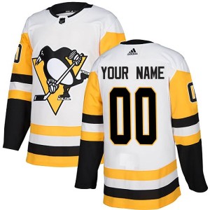 Custom Men's Adidas Pittsburgh Penguins Authentic White Custom Away Jersey