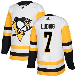 John Ludvig Men's Adidas Pittsburgh Penguins Authentic White Away Jersey