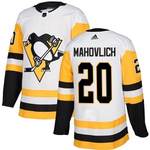 Peter Mahovlich Men's Adidas Pittsburgh Penguins Authentic White Away Jersey