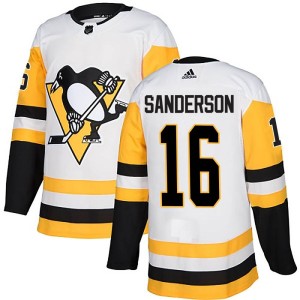 Derek Sanderson Men's Adidas Pittsburgh Penguins Authentic White Away Jersey