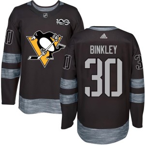 Les Binkley Men's Pittsburgh Penguins Authentic Black 1917-2017 100th Anniversary Jersey