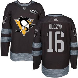 Ed Olczyk Men's Pittsburgh Penguins Authentic Black 1917-2017 100th Anniversary Jersey