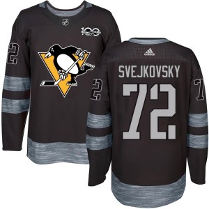 Lukas Svejkovsky Men's Pittsburgh Penguins Authentic Black 1917-2017 100th Anniversary Jersey