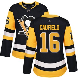 Jay Caufield Women's Adidas Pittsburgh Penguins Authentic Black Home Jersey
