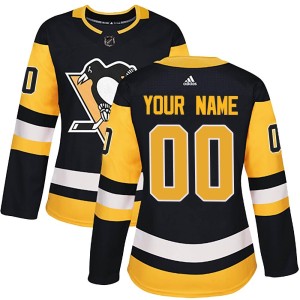 Custom Women's Adidas Pittsburgh Penguins Authentic Black Custom Home Jersey