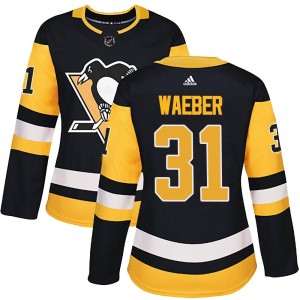 Ludovic Waeber Women's Adidas Pittsburgh Penguins Authentic Black Home Jersey
