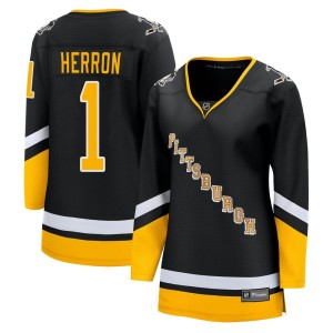 Denis Herron Women's Fanatics Branded Pittsburgh Penguins Premier Black 2021/22 Alternate Breakaway Player Jersey