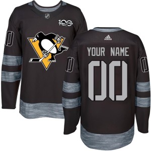 Custom Youth Pittsburgh Penguins Authentic Black Custom 1917-2017 100th Anniversary Jersey