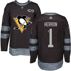 Denis Herron Youth Pittsburgh Penguins Authentic Black 1917-2017 100th Anniversary Jersey