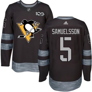 Ulf Samuelsson Youth Pittsburgh Penguins Authentic Black 1917-2017 100th Anniversary Jersey
