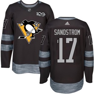 Tomas Sandstrom Youth Pittsburgh Penguins Authentic Black 1917-2017 100th Anniversary Jersey