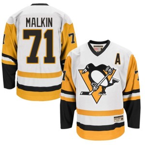 Evgeni Malkin Men's CCM Pittsburgh Penguins Premier White Throwback Jersey