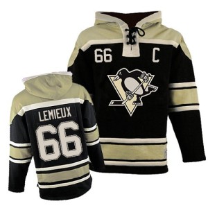 Mario Lemieux Youth Pittsburgh Penguins Authentic Black Old Time Hockey Sawyer Hooded Sweatshirt