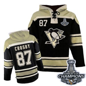 Sidney Crosby Youth Pittsburgh Penguins Authentic Black Old Time Hockey Sawyer Hooded Sweatshirt 2016 Stanley Cup Champions