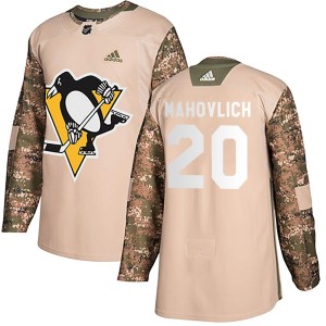 Peter Mahovlich Men's Adidas Pittsburgh Penguins Authentic Camo Veterans Day Practice Jersey