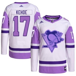 Rick Kehoe Men's Adidas Pittsburgh Penguins Authentic White/Purple Hockey Fights Cancer Primegreen Jersey