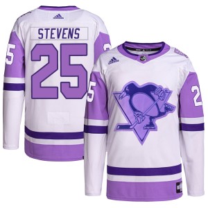 Kevin Stevens Men's Adidas Pittsburgh Penguins Authentic White/Purple Hockey Fights Cancer Primegreen Jersey