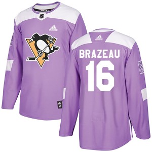Justin Brazeau Men's Adidas Pittsburgh Penguins Authentic Purple Fights Cancer Practice Jersey