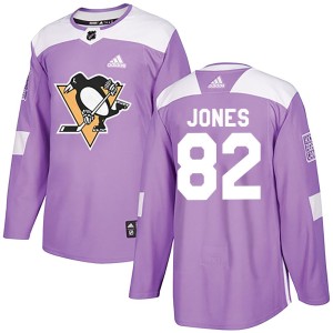 Caleb Jones Men's Adidas Pittsburgh Penguins Authentic Purple Fights Cancer Practice Jersey