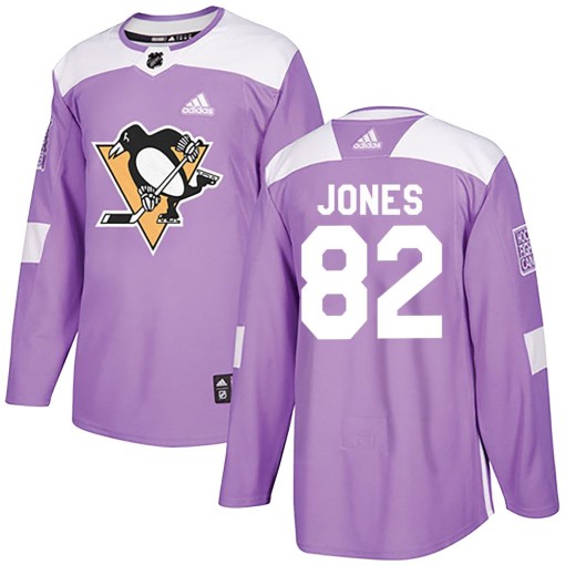 Caleb Jones Men's Adidas Pittsburgh Penguins Authentic Purple Fights Cancer Practice Jersey