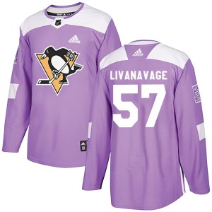Jake Livanavage Men's Adidas Pittsburgh Penguins Authentic Purple Fights Cancer Practice Jersey