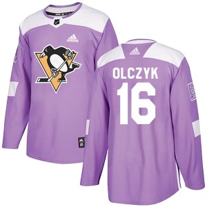 Ed Olczyk Men's Adidas Pittsburgh Penguins Authentic Purple Fights Cancer Practice Jersey