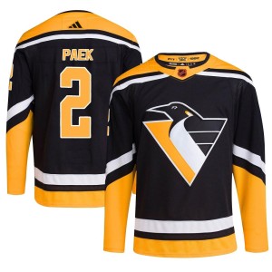 Jim Paek Youth Adidas Pittsburgh Penguins Authentic Black Reverse Retro 2.0 Jersey