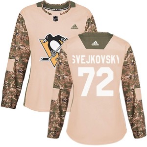 Lukas Svejkovsky Women's Adidas Pittsburgh Penguins Authentic Camo Veterans Day Practice Jersey