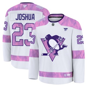 Jagger Joshua Men's Fanatics Pittsburgh Penguins Premium White 2024 Hockey Fights Cancer Practice Jersey