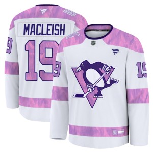 Rick Macleish Men's Fanatics Pittsburgh Penguins Premium White 2024 Hockey Fights Cancer Practice Jersey