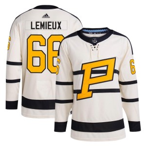 Mario Lemieux Men's Adidas Pittsburgh Penguins Authentic Cream 2023 Winter Classic Jersey