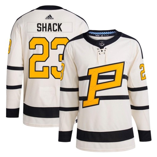 Eddie Shack Men's Adidas Pittsburgh Penguins Authentic Cream 2023 Winter Classic Jersey