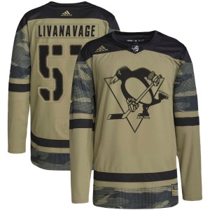 Jake Livanavage Men's Adidas Pittsburgh Penguins Authentic Camo Military Appreciation Practice Jersey