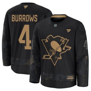 Dave Burrows Men's Fanatics Pittsburgh Penguins Premium Black 2024 Military Appreciation Practice Jersey