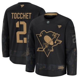 Rick Tocchet Men's Fanatics Pittsburgh Penguins Premium Black 2024 Military Appreciation Practice Jersey