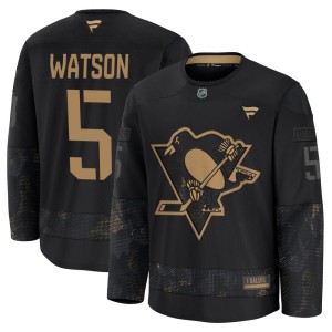 Bryan Watson Men's Fanatics Pittsburgh Penguins Premium Black 2024 Military Appreciation Practice Jersey