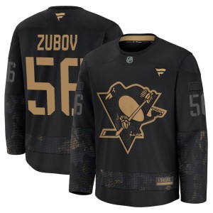 Sergei Zubov Men's Fanatics Pittsburgh Penguins Premium Black 2024 Military Appreciation Practice Jersey