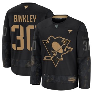 Les Binkley Youth Fanatics Pittsburgh Penguins Premium Black 2024 Military Appreciation Practice Jersey