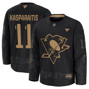 Darius Kasparaitis Youth Fanatics Pittsburgh Penguins Premium Black 2024 Military Appreciation Practice Jersey