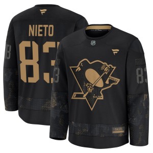 Matt Nieto Youth Fanatics Pittsburgh Penguins Premium Black 2024 Military Appreciation Practice Jersey