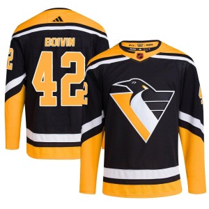 Leo Boivin Men's Adidas Pittsburgh Penguins Authentic Black Reverse Retro 2.0 Jersey