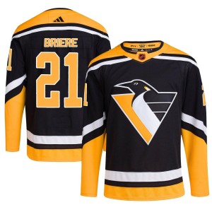 Michel Briere Men's Adidas Pittsburgh Penguins Authentic Black Reverse Retro 2.0 Jersey